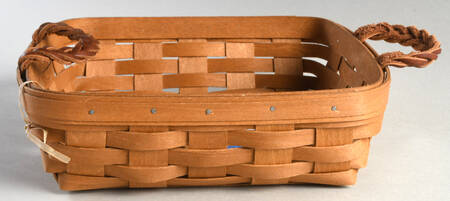 Baskets Small Square Serving Basket (Leather Loop Handles)