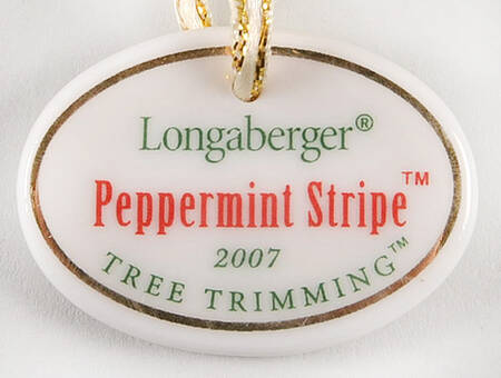 Baskets Peppermint Stripe Basket Charm Tie-On