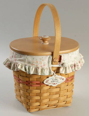 Baskets Vintage Blossoms Basket W/Lid,Liner,Protect&Charm
