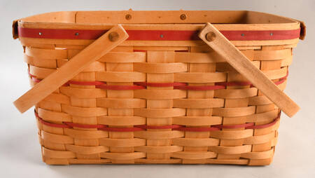 Baskets (2 Handle) Red Weave Large Market Basket