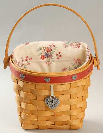 Baskets Red Love Notes Basket W/Liner,Protector&Charm
