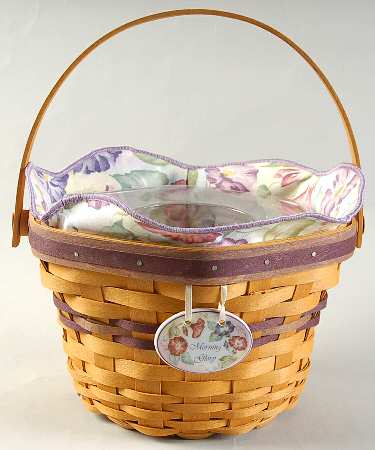 Baskets Morning Glory Basket&Liner w/Protector,Lid&Charm