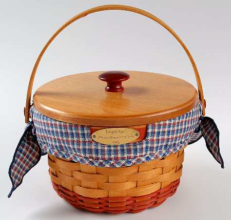Baskets 2002 Red Woven Memories Basket W/Lid,Liner,Protect