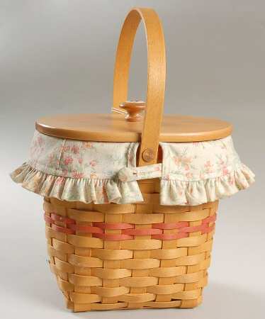 Baskets Vintage Blossoms Basket W/Lid,Liner&Protector