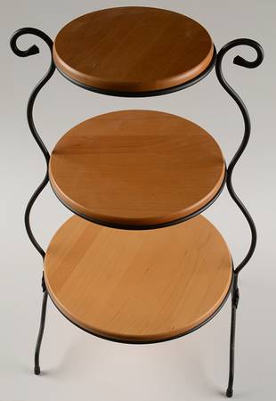 Baskets 3 Tier Metal Mixing Bowl Stand & Wood Shelves