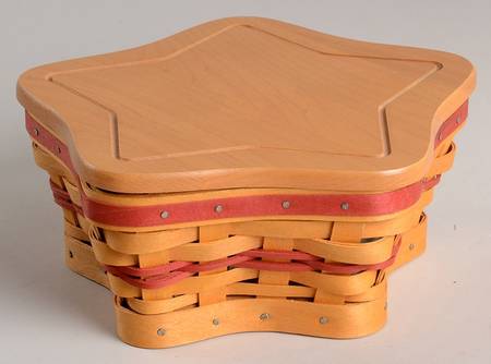 Baskets Red Little Star Basket & Lid W/Liner & Protector