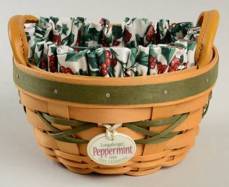 Baskets Green Peppermint Basket & Liner with Charm