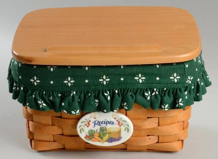Baskets Large Recipe Basket & Lid w/Liner & Charm