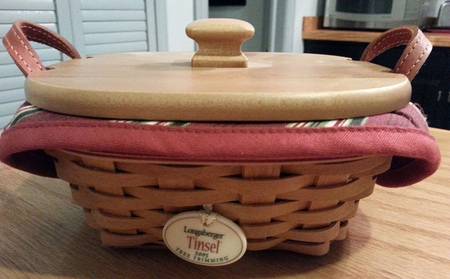 Baskets Tinsel Basket & Lid w/Liner, Protector & Charm
