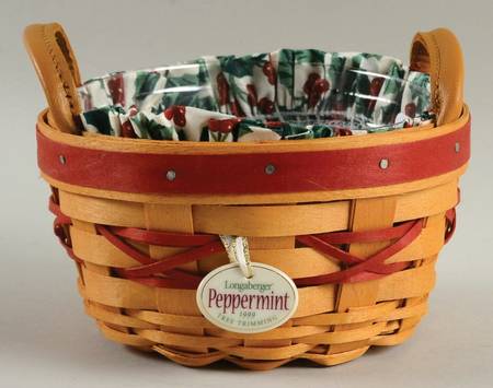 Baskets Red Peppermint Basket & Liner w/Protector & Charm