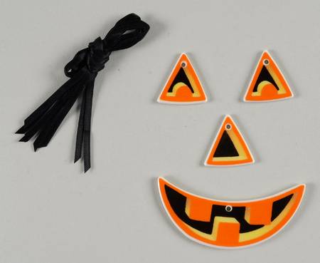 Baskets (4pc) Jack O Lantern Basket Charm Tie-On