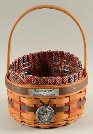 Baskets 1997 Inaugural Basket & Liner w/Protector & Charm