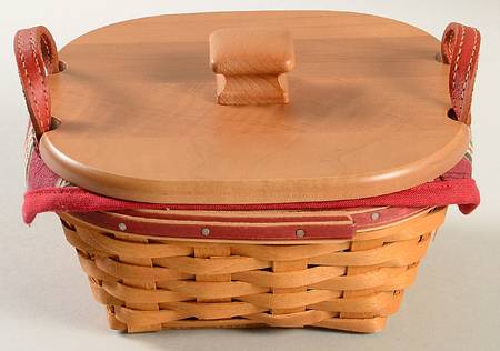 Baskets Red Tinsel Basket & Lid w/Liner,Protector&Charm