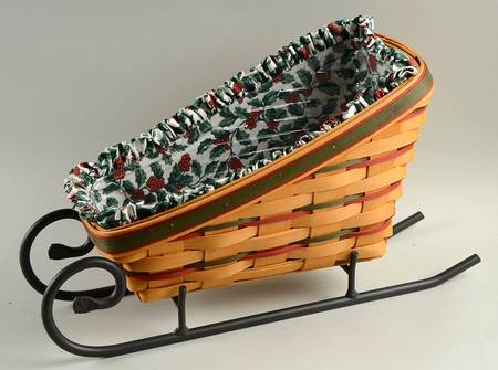 Baskets Holiday Sleigh Basket & Runner w/Liner & Protector