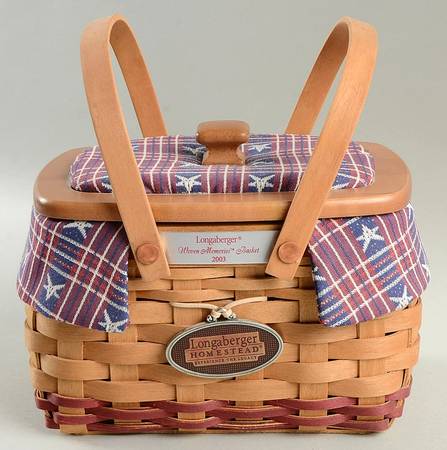 Baskets 2003 Red Woven Memories&Ld w/Liner,Protector&Charm
