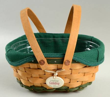 Baskets Green Gumdrop Basket & Liner w/Protector & Charm