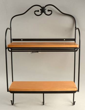 Baskets Metal Envelope Rack & Wood Shelves