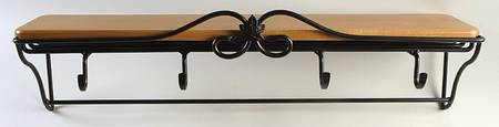 Baskets Narrow Metal Wall Rack & Wood Shelf