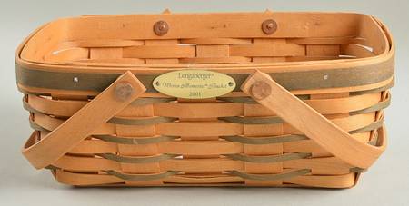 Baskets 2001 Green Accent Woven Memories Basket