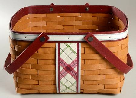 Baskets Red Plaid Tidings Basket (With Ribbon)