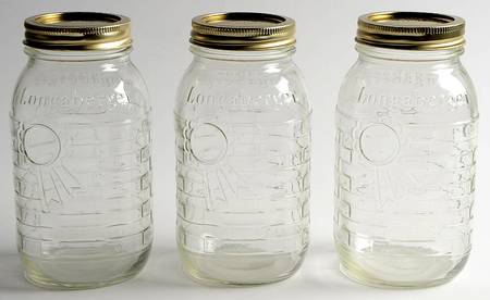 Baskets 1 Quart Glass Canning Jar - Set of 3