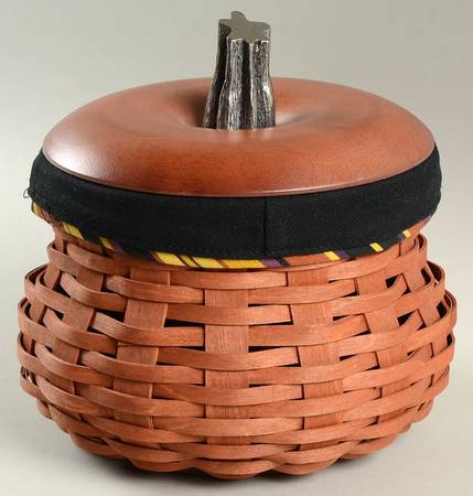 Baskets Small Fall Gourd Basket & Lid w/Liner & Protector