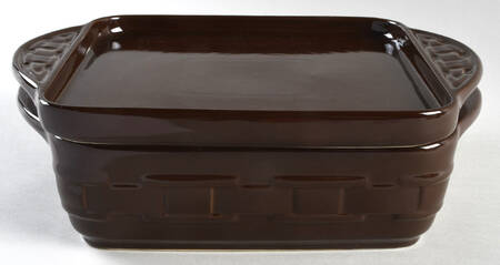 Woven Traditions Chocolate 10" Square Baker & Lid/Tray