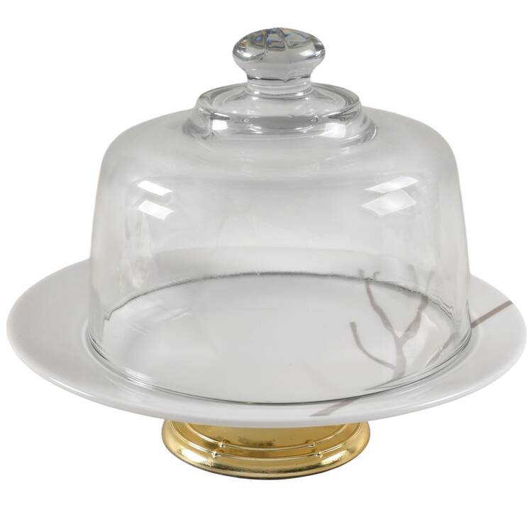 Park City 6 1/2"-7 1/2" Footed Cheese Plate w/ Glass Dome HC