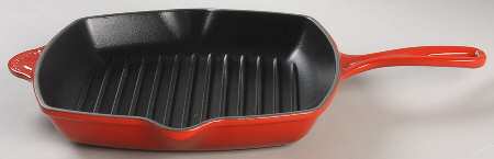 Cerise (Cherry) Cast Iron Square Grill Skillet