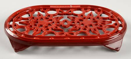 Cerise (Cherry) 10" Oval Cast Iron Snowflake Trivet