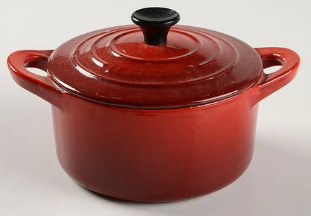 Cerise (Cherry) 8 Oz Mini Round Cast Iron Cocotte & Lid