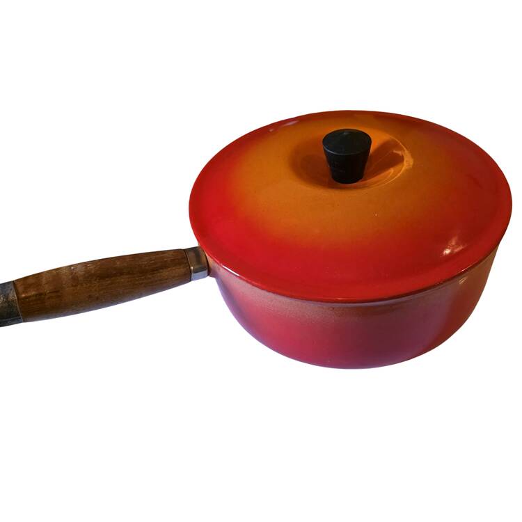 Flame (Volcanic Orange) 1.25 Qt Cast Iron Saucepan with Lid