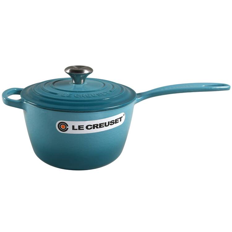 Caribbean Teal 2.25 Qt Cast Iron Saucepan with Lid