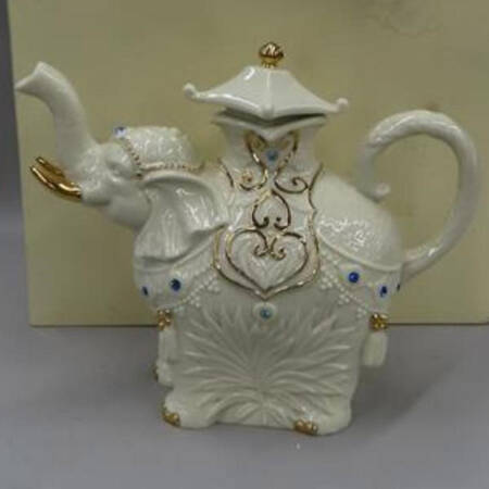 Jeweled Elephant Figural Teapot & Lid