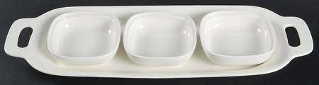 Aspen Ridge Bistro Condiment Set-3 Open Bowls & Tray