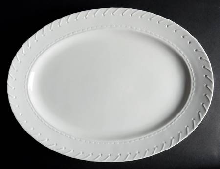 Whipstitch Cream 16" Oval Serving Platter