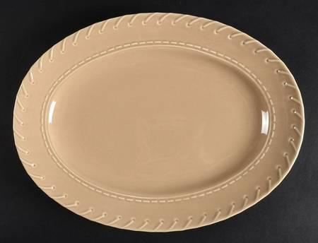 Whipstitch Camel 14" Oval Serving Platter