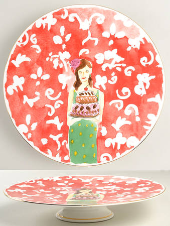 Illustrated 10" Diameter Pedestal Cake Stand