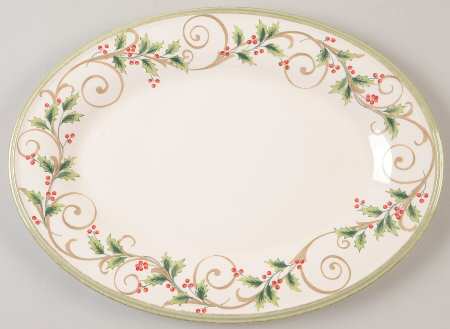 Holly Filigree 14" Oval Serving Platter