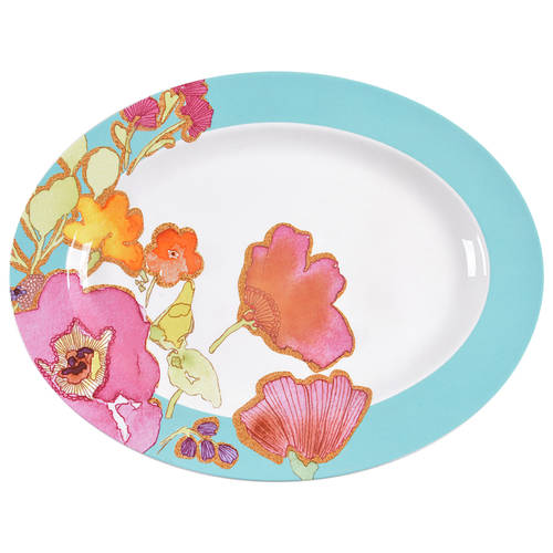 Floral Fusion 16" Oval Serving Platter