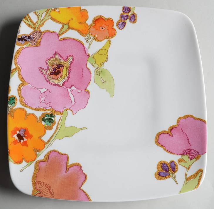 Floral Fusion 12" Square Serving Platter