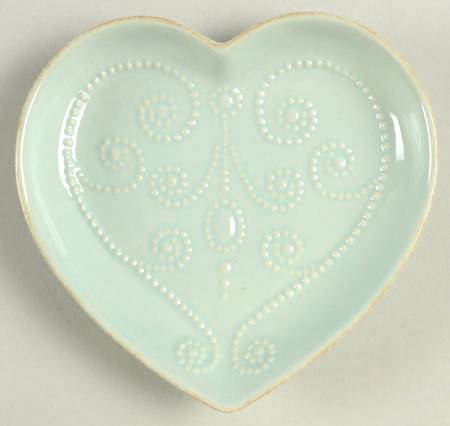 French Perle Ice Blue Heart Shaped Dish