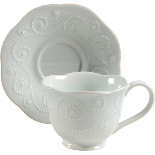 French Perle Ice Blue Footed Cup & Saucer Set