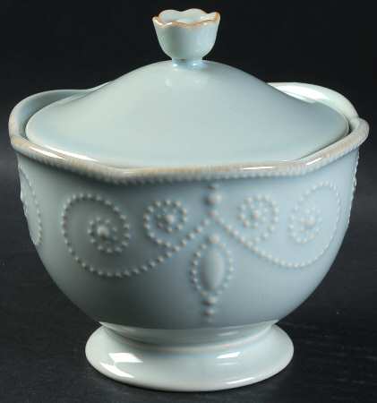 French Perle Ice Blue Sugar Bowl & Lid