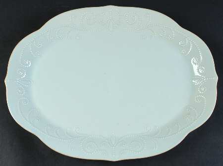 French Perle Ice Blue 16" Oval Serving Platter