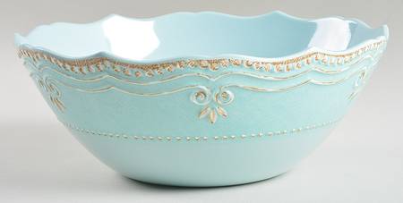 French Perle Ice Blue Melamine Salad Serving Bowl