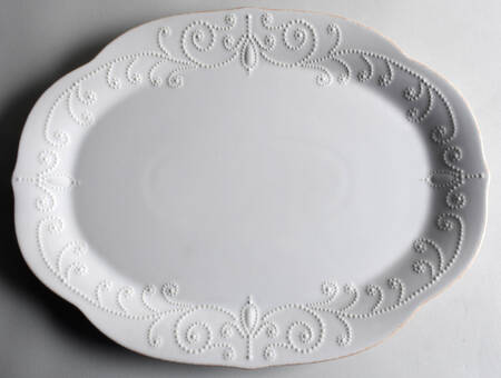 French Perle Cream 16" Oval Serving Platter
