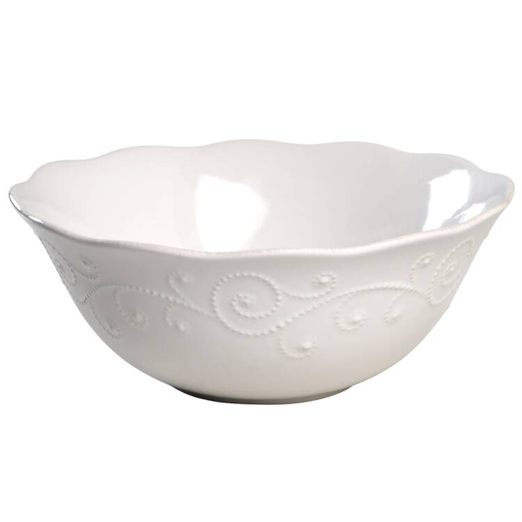 French Perle Cream 10" Large Salad Serving Bowl