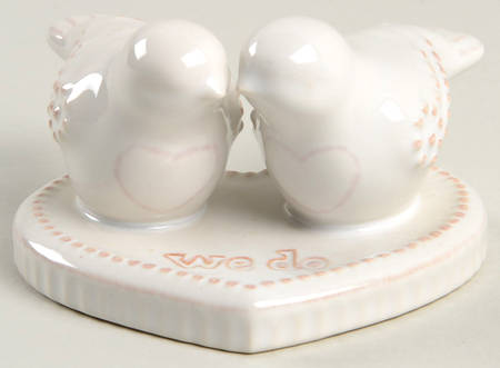 French Perle White Love Birds Cake Topper
