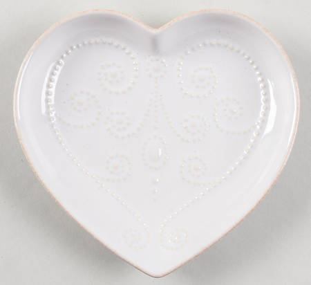 French Perle White Heart Shaped Dish